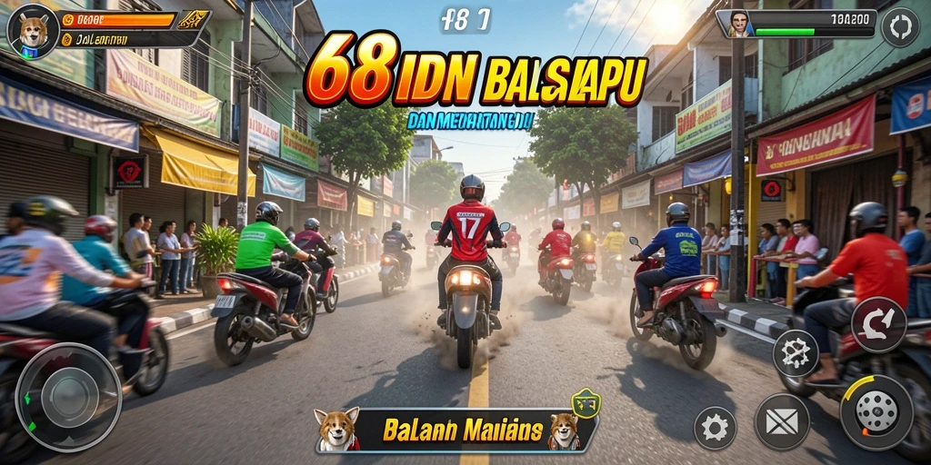 Screenshot gameplay 68IDN menampilkan balapan yang mendebarkan di trek kota.