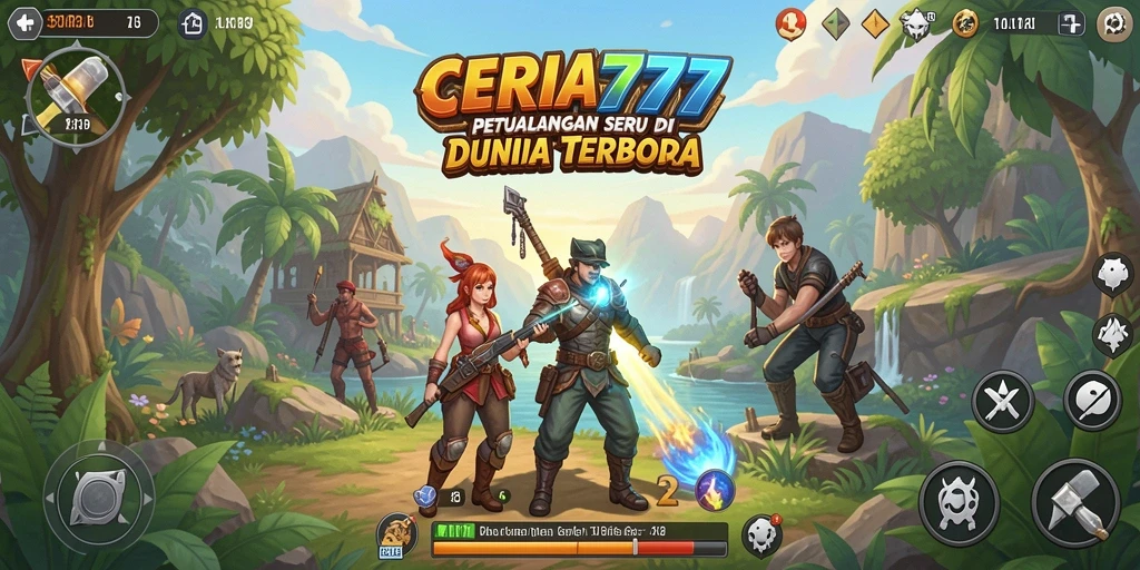Screenshot utama CERIA777 menampilkan suasana gameplay Open World yang menakjubkan.