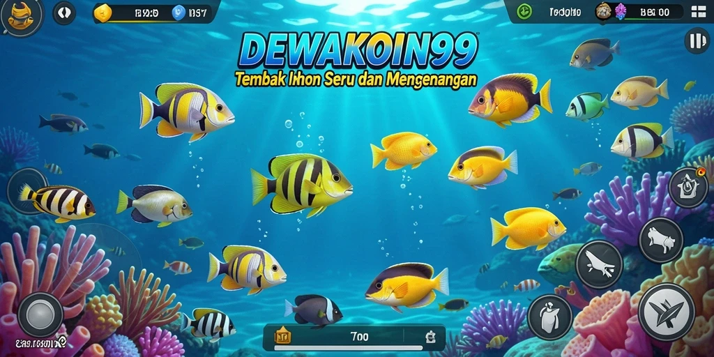 Tampilan seru gameplay Tembak Ikan di DEWAKOIN99 yang penuh warna.