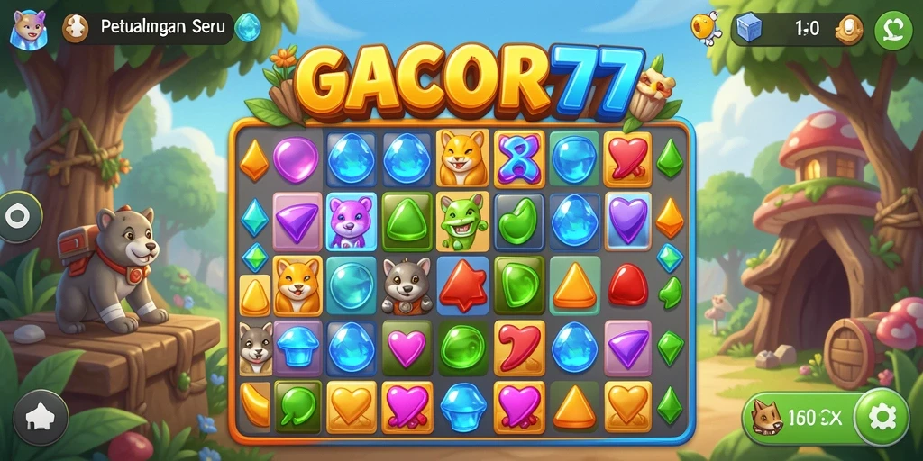 Tampilan gameplay menarik dari GACOR77 dengan kombinasi colorful.