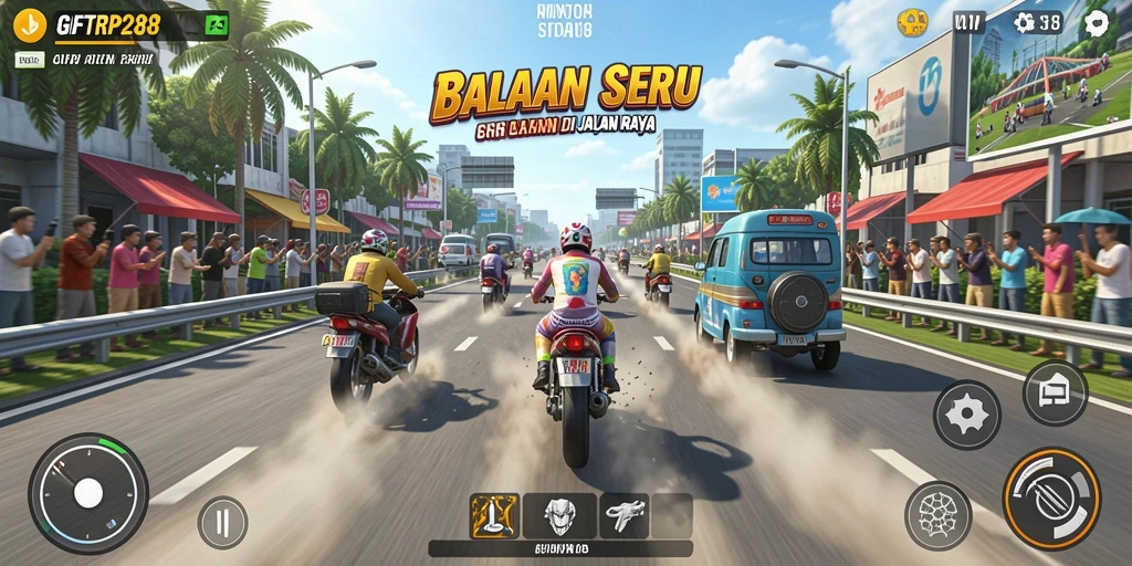 Gameplay GIFTRP288 menunjukkan kecepatan dan adrenalin tinggi.