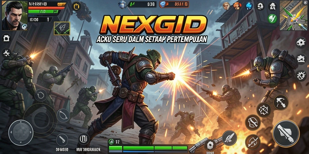 Screenshot NEXGID menampilkan aksi seru dalam pertempuran sengit.