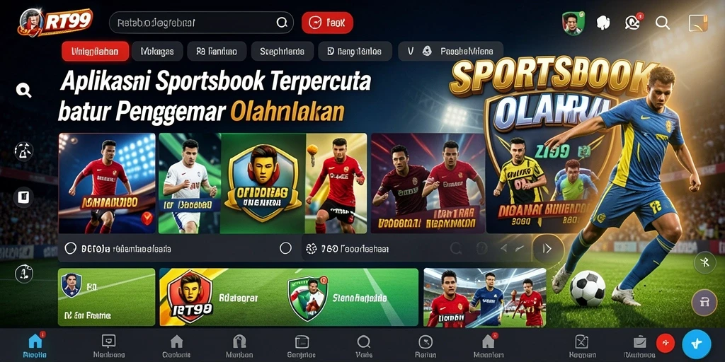 Screenshot RT99 menampilkan antarmuka taruhan olahraga yang dinamis.