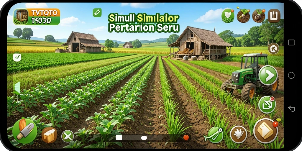Tampilan gameplay menarik dari TVTOTO yang menunjukkan pengalaman bertani.
