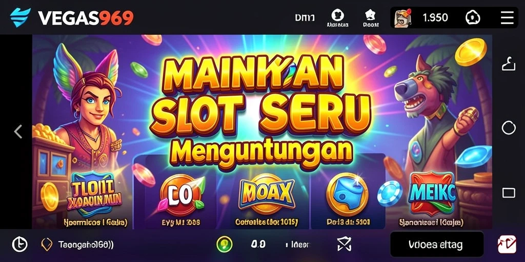 Tangkapan layar utama dari gameplay seru VEGAS969 yang menampilkan mesin slot.