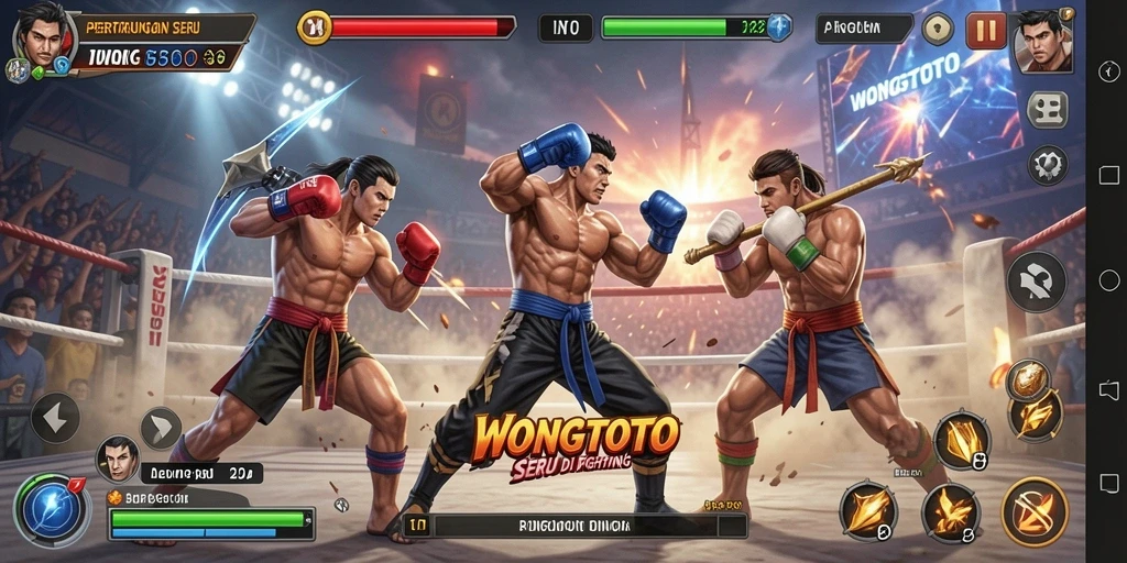 Tangkapan layar utama WONGTOTO menunjukkan aksi pertarungan yang mendebarkan.